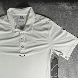 Oakley Mens O-Hydrolix Golf Polo Shirt White Gray Geometric Large